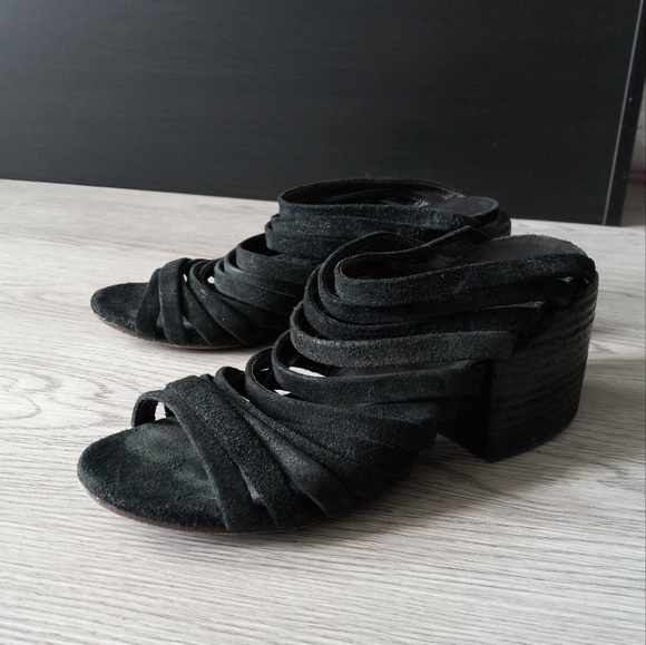 Marsell × Eckhaus Latta Suede Strappy Block Chunky Heel Sandals Black 40EU - Picture 16 of 16